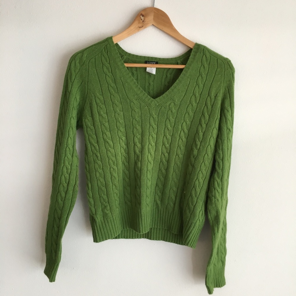 Jcrew v neck long sleeve sweater cable - Picture 1 of 3